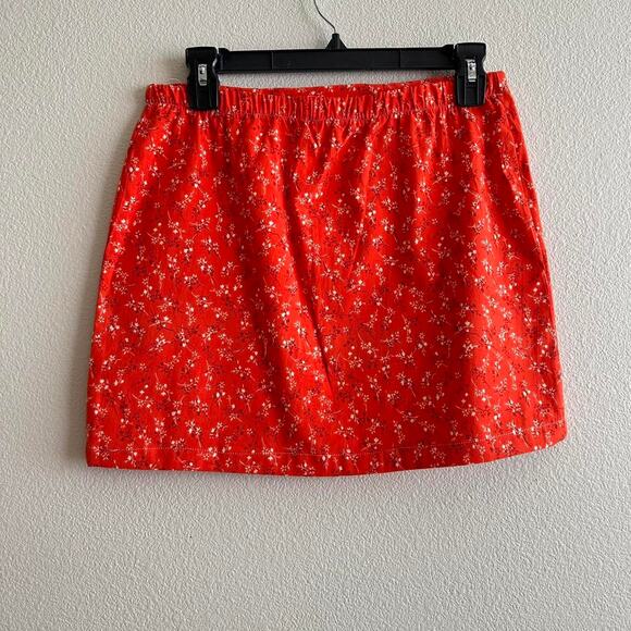 handmade orange white floral mini skirt - Picture 11 of 11